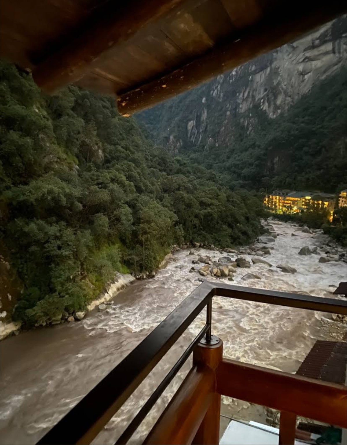 Aguas Calientes balcony overlooking the Urubamba River